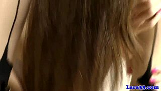 Stocking-clad lesbians drive dildos deep into squirting pussies up close
