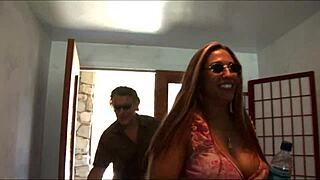Slutty blonde mom rides big cock then takes facial cumshot