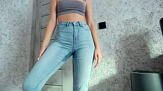 ever see a curvy brunette desperate peeing through tight jeans?