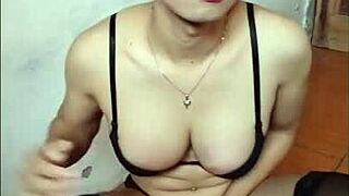 hey watch me stroke my big shemale cock till i cum hard solo crossdressing fun