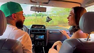 curvy colombian latina brunette with huge round ass picked up and fucked hard in tight wet pussy in car till orgasm