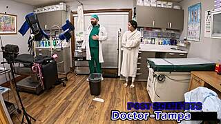 behind the scenes at tampa university, alix avery endures dr tampa's humiliating anal fingering exam