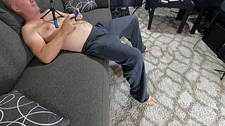 angel teases nerd with her oral skills in a playful main event