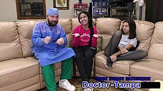 behind the scenes at tampa university, alix avery endures dr tampa's humiliating anal fingering exam
