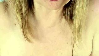 Stepmom's Taboo Striptease Lures Stepson for Deep Blowjob and Boob Cumshot