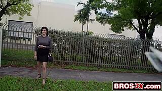 brunette latina screams wild on cash bang bus ride