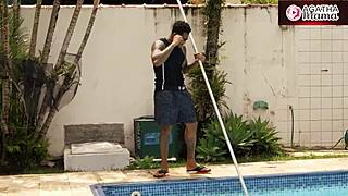 agatha mom and luiza ambiel get naughty with bbc poolboy on sunny day