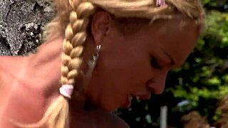damn, this latina teen in fishnets gets pounded outdoors