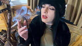 milfycalla deepthroats huge cock in fur coat shiny boots cum covered goddess!!