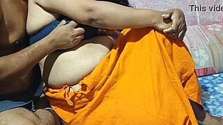 Desi bhabi moans softly during intimate ass massage on her bedroom bed at home