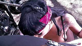 big titted biker jenny's huge ass pounded dirty outdoor by old stud