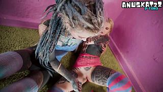Tattooed Punk Lesbians Strapon Fuck Shaved Pussy Nipples Pierced