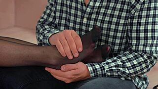 Nympho Wife Footjob Massage Turns Rough Cowgirl Pussy Ride Cum