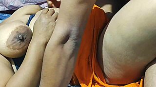 Desi bhabi moans softly during intimate ass massage on her bedroom bed at home