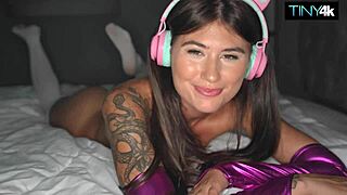 Nine inches wrecks petite gamer girl's tight insides