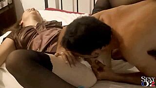 French Slut In Satin Dress Heels Rimmed Licked Fucked Doggy!