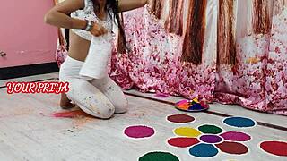 Priya pounds stepbrother hard on holi