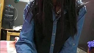 daddy boss films black slut's close-up blowjob on his cock