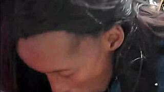 daddy boss films black slut's close-up blowjob on his cock