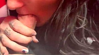 she sneaks into the sex shop and drops for a public deepthroat blowjob... wifey style!