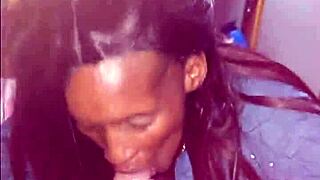 daddy boss films black slut's close-up blowjob on his cock