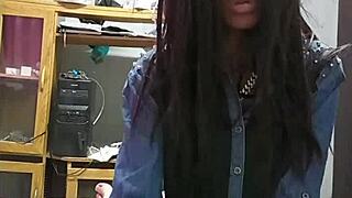 daddy boss films black slut's close-up blowjob on his cock