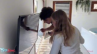 blonde slutty wife seduces shy guy into hard pounding fuck