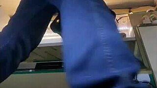 WOW Tall Long Legs Milf in Miniskirt Thong Earns Cash with Shaved Pussy Show!