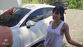Athenea Rose Fucks Max Betancur's Big Cock at Public Car Wash Bareback