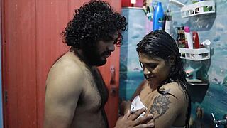 horny desi bhabhi's big ass and curvy body enjoyed in steamy shower foreplay with husband