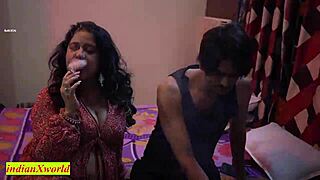 Indian neighbour aunty bends over for dirty talk pounding from young stud