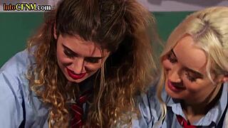 CFNM Cheerleaders Dominate College Slut in Group Handjob Frenzy