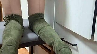 Curvy Blonde Milf Elza Koms Worships Ass in Fetish High Boots and Heels Domination Striptease
