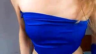 Petite teen Bonneyuwu rips clothes masturbates tight pussy with dildo