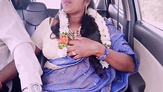 Indian Tourist Aunty's Dirty Telugu Talks During Car Sex with Cute Driver