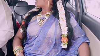 Indian Tourist Aunty's Dirty Telugu Talks During Car Sex with Cute Driver