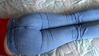 jeans up jeans down on 59yo big ass mature's curvy flashing show