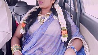 Indian Tourist Aunty's Dirty Telugu Talks During Car Sex with Cute Driver