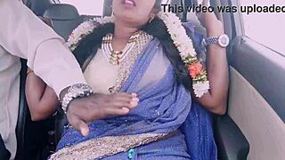 Indian Tourist Aunty's Dirty Telugu Talks During Car Sex with Cute Driver