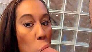 Savage Sarah grins sucking her husband's big cock all the way down