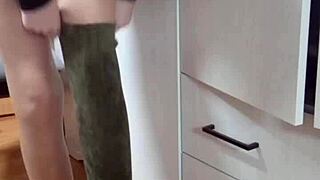 Curvy Blonde Milf Elza Koms Worships Ass in Fetish High Boots and Heels Domination Striptease