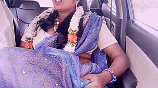 Indian Tourist Aunty's Dirty Telugu Talks During Car Sex with Cute Driver