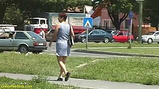 hungarian redhead bbw milf sneaks public golden shower voyeur outdoor fat tits