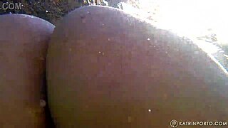 bbw redhead with hairy bush and fat ass strips nude on public beach