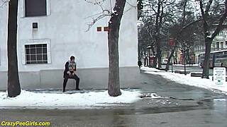 hungarian redhead bbw milf sneaks public golden shower voyeur outdoor fat tits