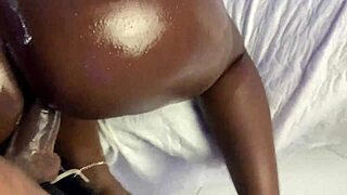 Friend's girlfriend grabs huge cock bends over for raw doggystyle creampie part 1