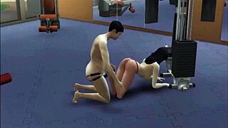 Raven flexes big tits in gym workout turns public comic fuckfest