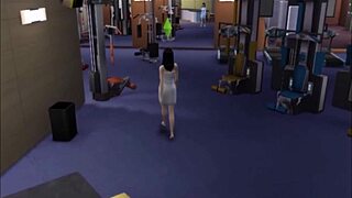 Raven flexes big tits in gym workout turns public comic fuckfest