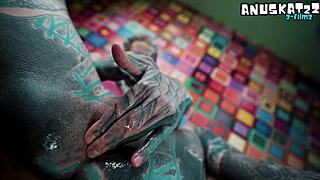goth punk teen in pink corset fingers gaping asshole sucks dildo missionary orgasm solo toys