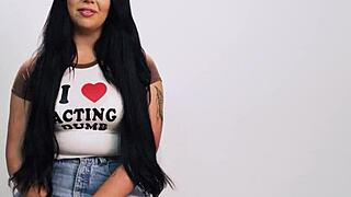 Aussie teen Holly Day fingers pussy to squirting orgasm post casting interview